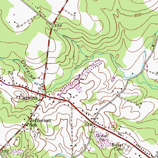 Topographic Map of Carsins Run Estates, MD