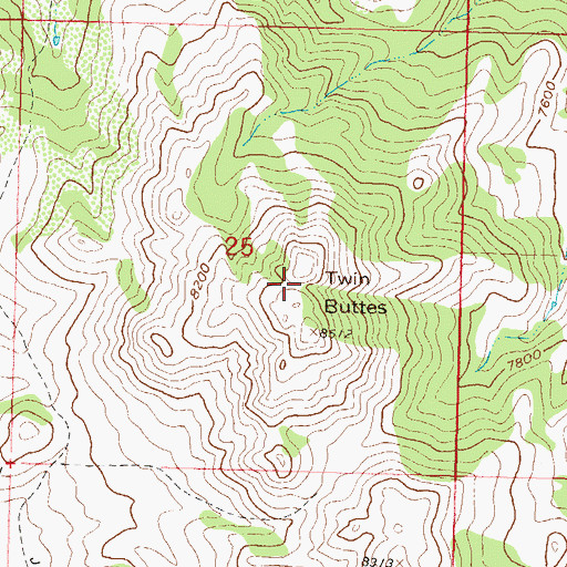 Topographic Map of Twin Buttes, CO