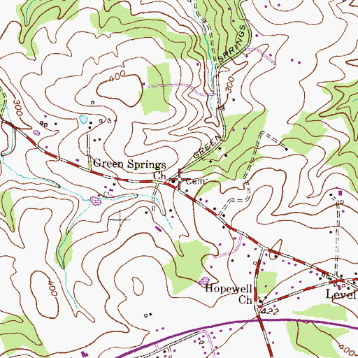 Topographic Map of Green Springs Cemetery, MD