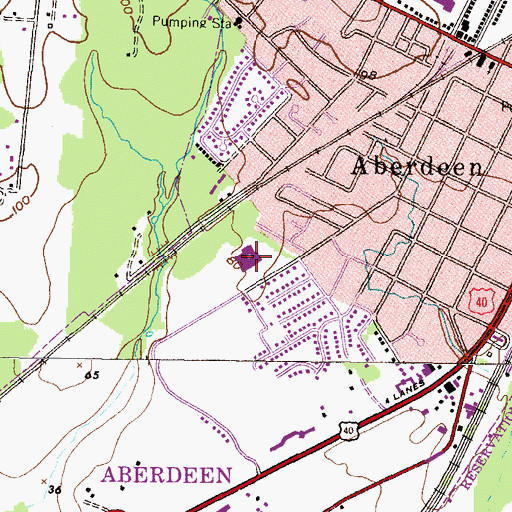 Topographic Map of George D Lisby Elementary School at Hillsdale, MD