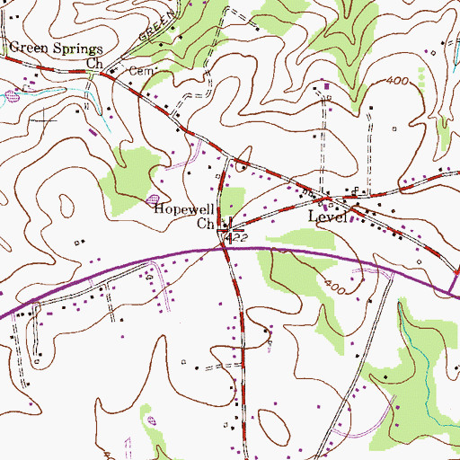 Topographic Map of Hopewell Village, MD