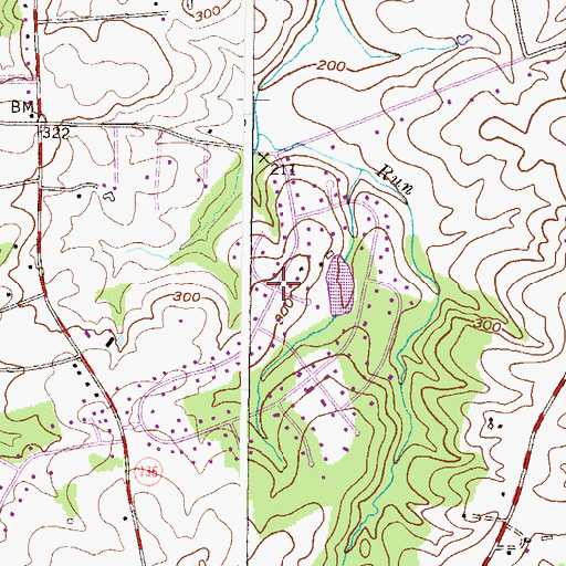 Topographic Map of Rolling Green, MD