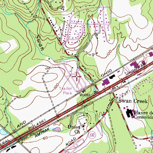 Topographic Map of Swan Harbour Dell Mobile Home Park, MD