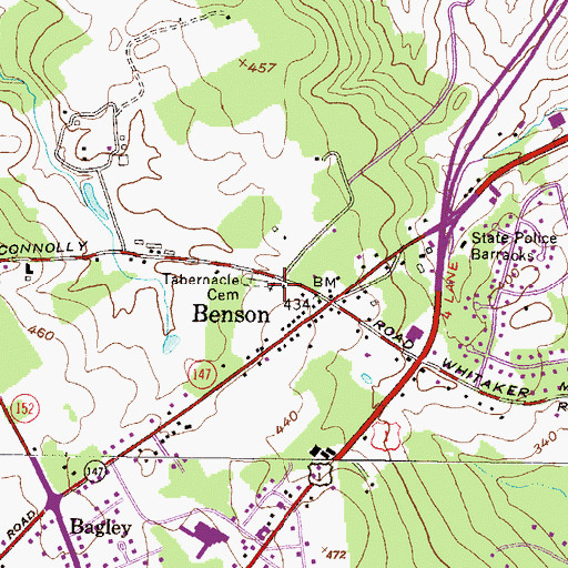 Topographic Map of Tabernacle Church, MD