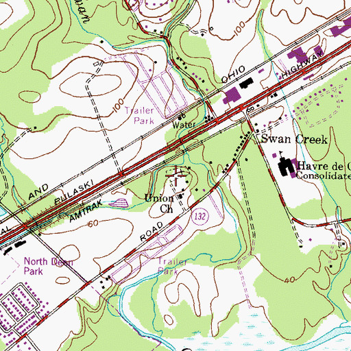 Topographic Map of Union Cemetery, MD