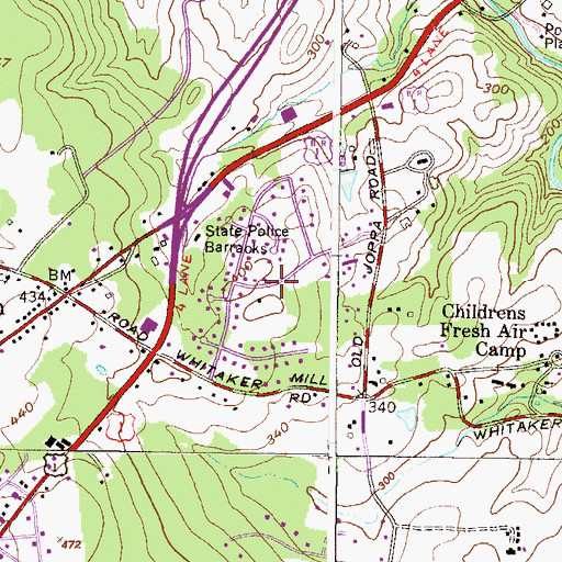 Topographic Map of Woodridge Manor, MD