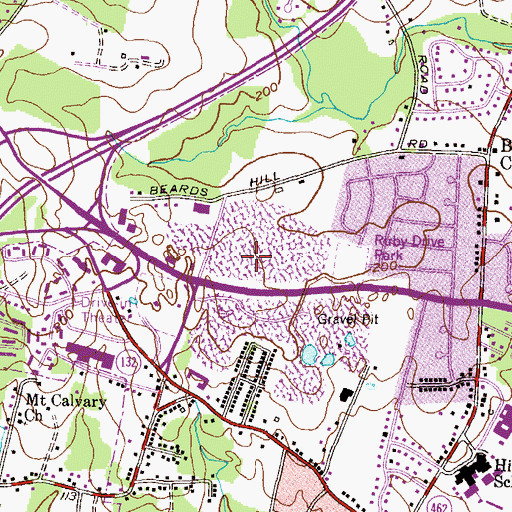 Topographic Map of Beards Hill Plaza Shopping Center, MD