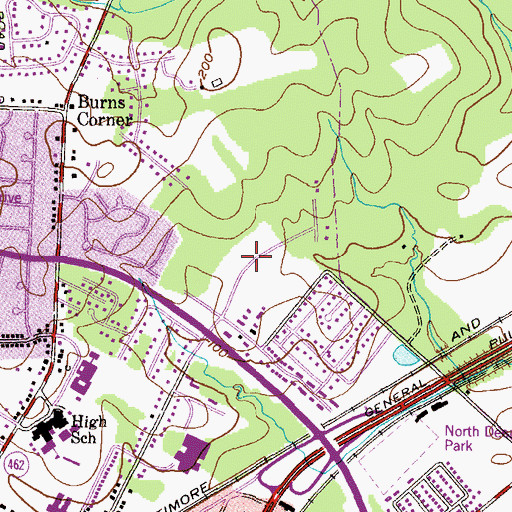 Topographic Map of North Hills, MD