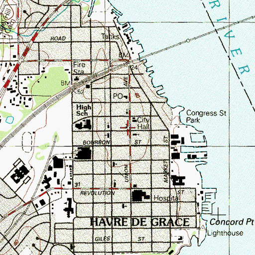 Topographic Map of Saint Johns Episcopal Church, MD