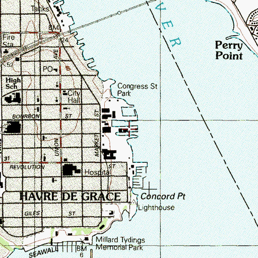 Topographic Map of Tidewater Marina, MD