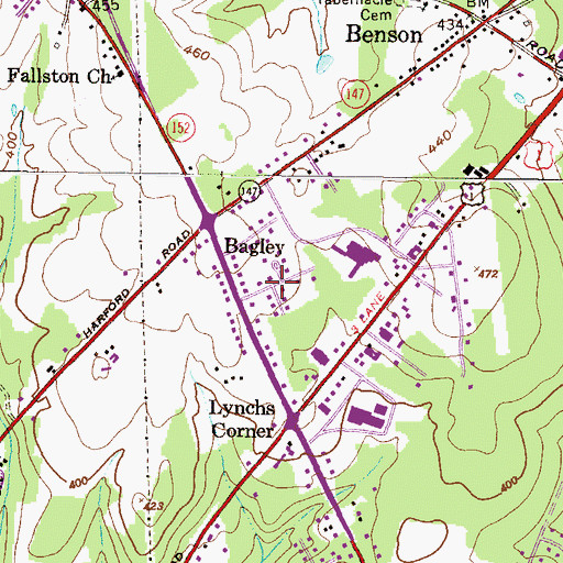 Topographic Map of Bagleys Venture, MD