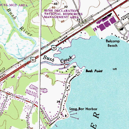 Topographic Map of Bar Harbor Campground, MD