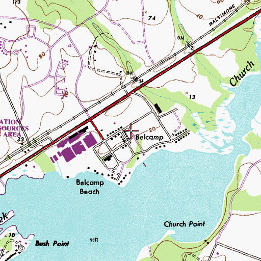Topographic Map of Belcamp Industrial Park, MD