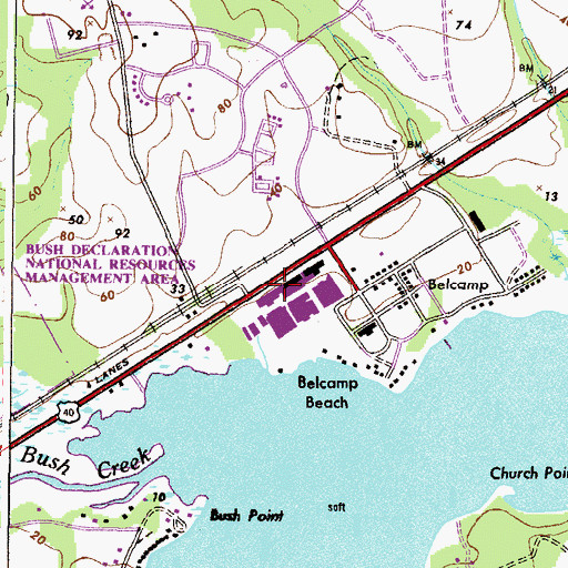Topographic Map of Belcamp Post Office, MD