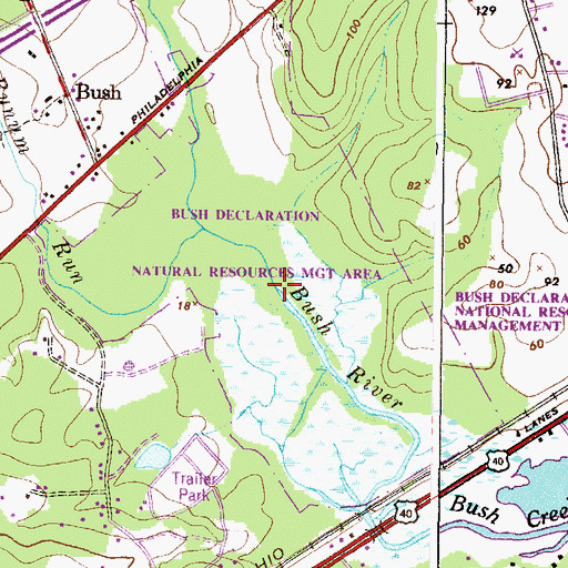 Topographic Map of Bush Declaration Natural Resources Management Area, MD