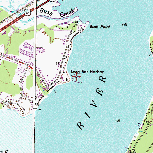Topographic Map of Bush River Yacht Club, MD
