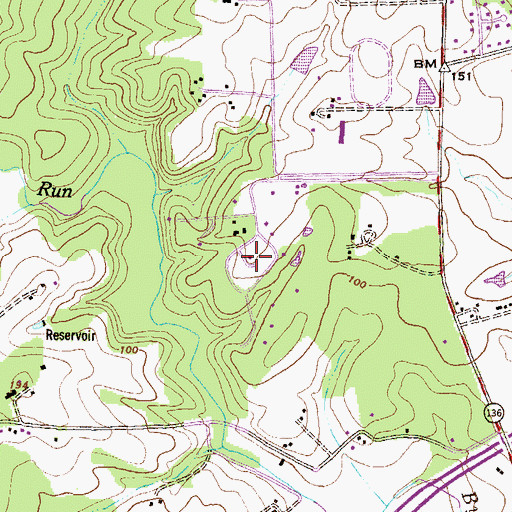 Topographic Map of Bynum Hills, MD
