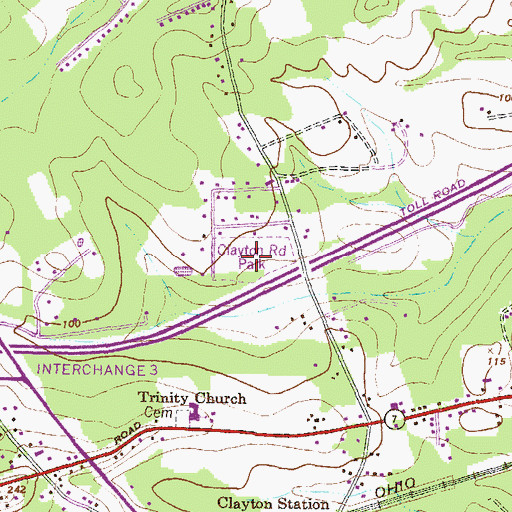 Topographic Map of Clayton Road Park, MD