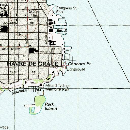 Topographic Map of Concord Point Lighthouse, MD