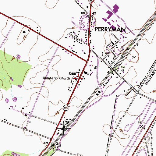 Topographic Map of Cranberry United Methodist Church Cemetery, MD