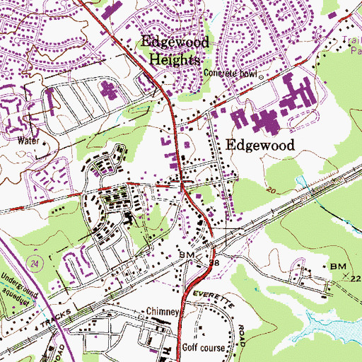 Topographic Map of Edgewood Baptist Church, MD