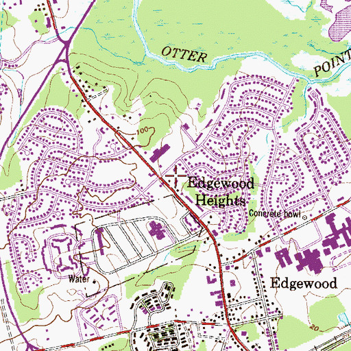 Topographic Map of Edgewood Branch Harford County Library, MD