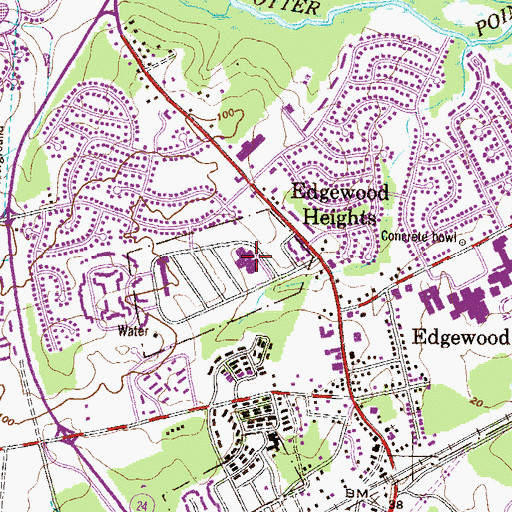 Topographic Map of Edgewood Elementary School, MD