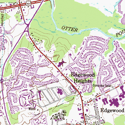 Topographic Map of Edgewood Plaza Shopping Center, MD