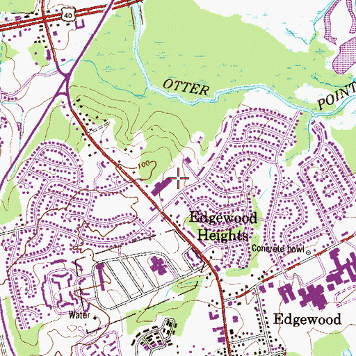Topographic Map of Edgewood Post Office, MD