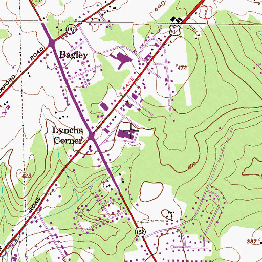 Topographic Map of Fallston Mall Shopping Center, MD