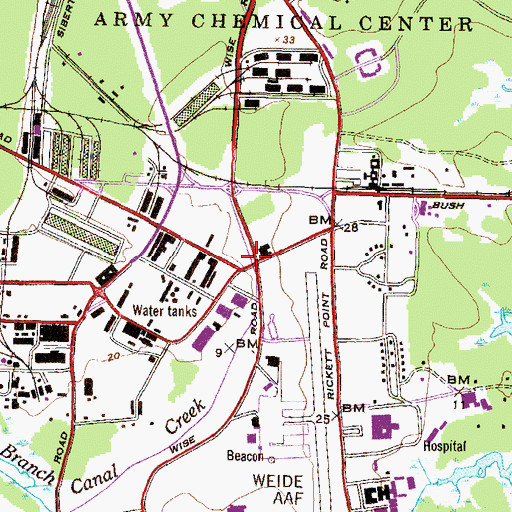 Topographic Map of Gunpowder Methodist Episcopal Church (historical), MD