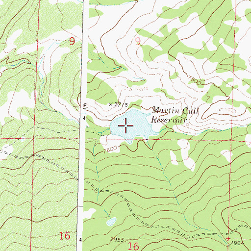 Topographic Map of Martin Cull Reservoir, CO