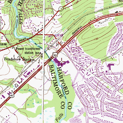 Topographic Map of Joppatowne Plaza Shopping Center, MD
