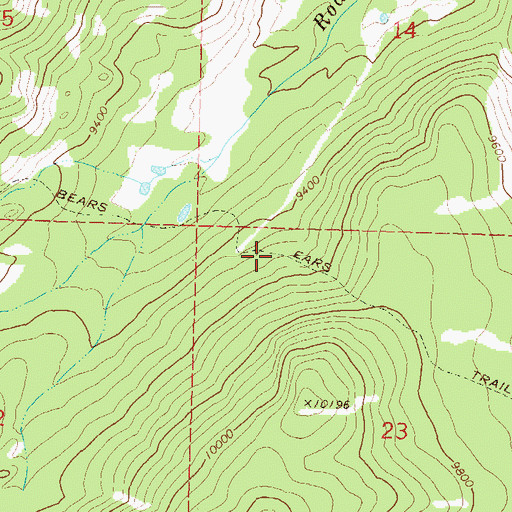 Topographic Map of Bears Ears Trail, CO