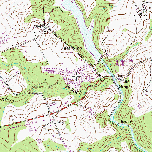 Topographic Map of Mountain View Estates, MD
