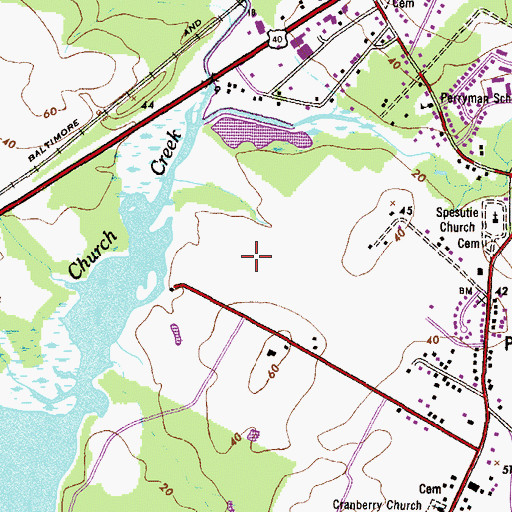 Topographic Map of Perryman Park, MD