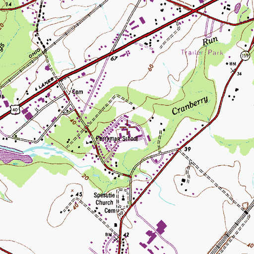 Topographic Map of Perrywood, MD