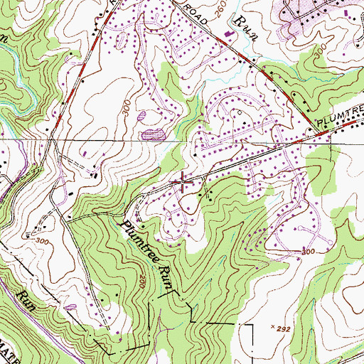Topographic Map of Plumtree Estates, MD