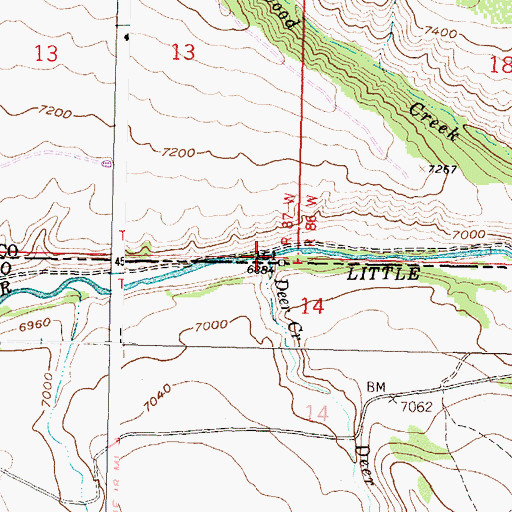 Topographic Map of Deer Creek, WY