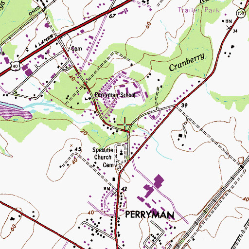 Topographic Map of Quinlans Grist Mill (historical), MD