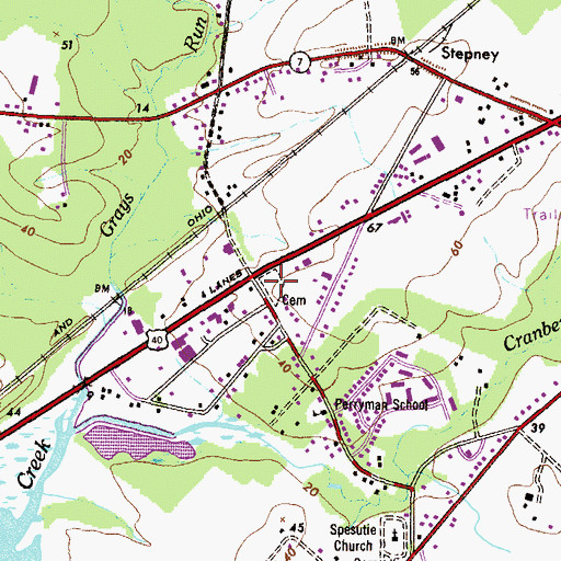 Topographic Map of Saint Paul Lutheran Cemetery, MD