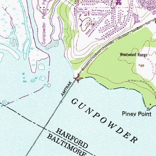 Topographic Map of Sims Point, MD