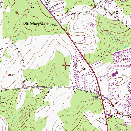 Topographic Map of Singer Woods, MD