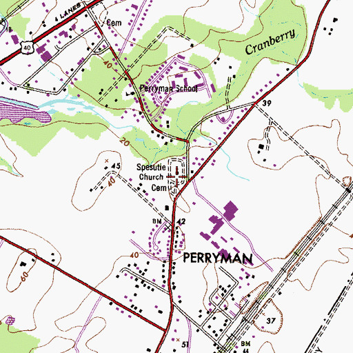 Topographic Map of Saint Georges Spesutia Episcopal Church Cemetery, MD