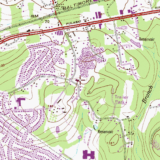 Topographic Map of Towne Baptist Church, MD