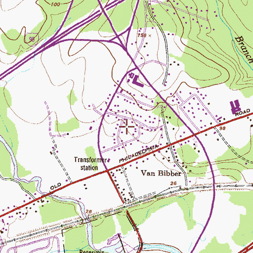 Topographic Map of Van Bibber Manor, MD