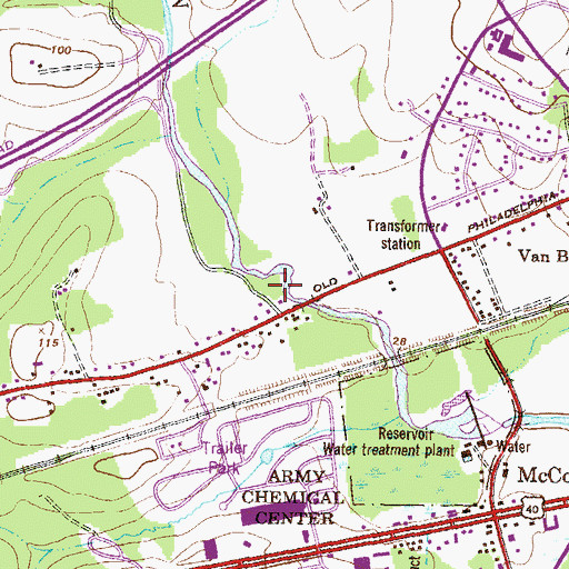 Topographic Map of Winters Run Park, MD