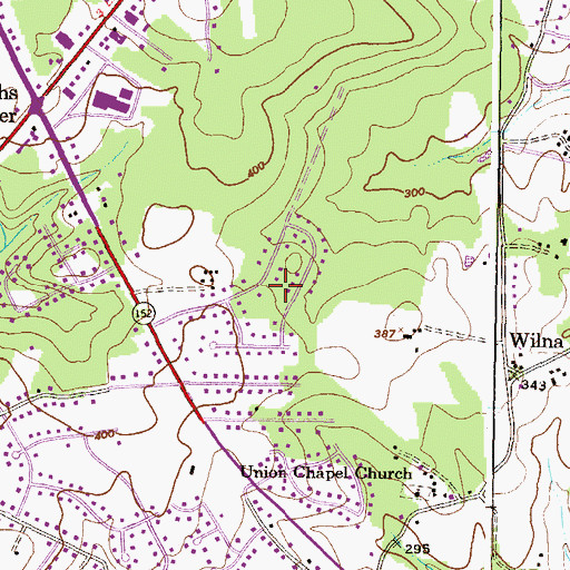 Topographic Map of Woodcrest, MD