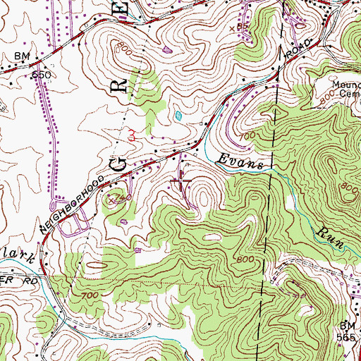 Topographic Map of Cook Subdivision, OH