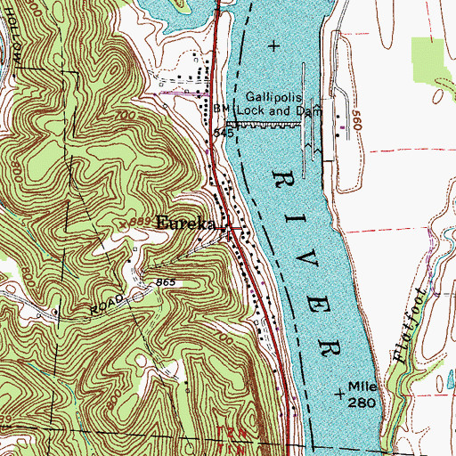 Topographic Map of Eureka Church of Christ, OH